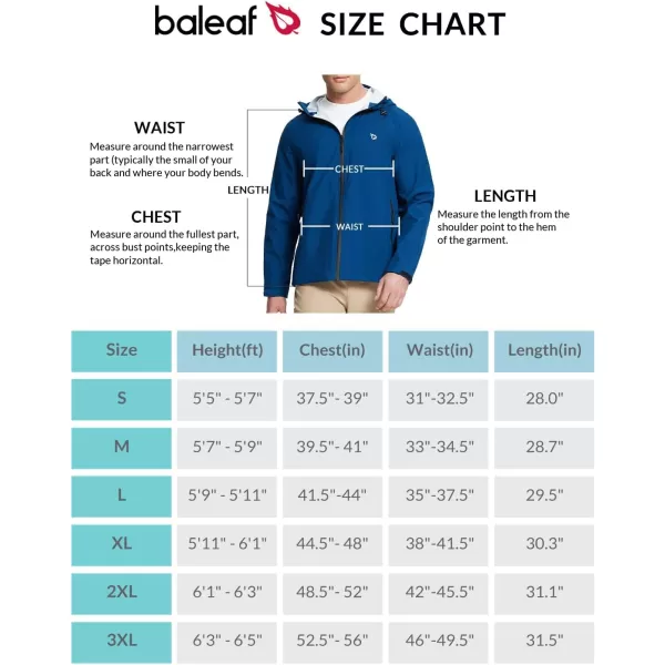 BALEAF Mens Rain Jacket Lightweight Packable Waterproof Rain Coat Breathable Windbreaker Hood Hiking Golf Travel OutdoorBlue