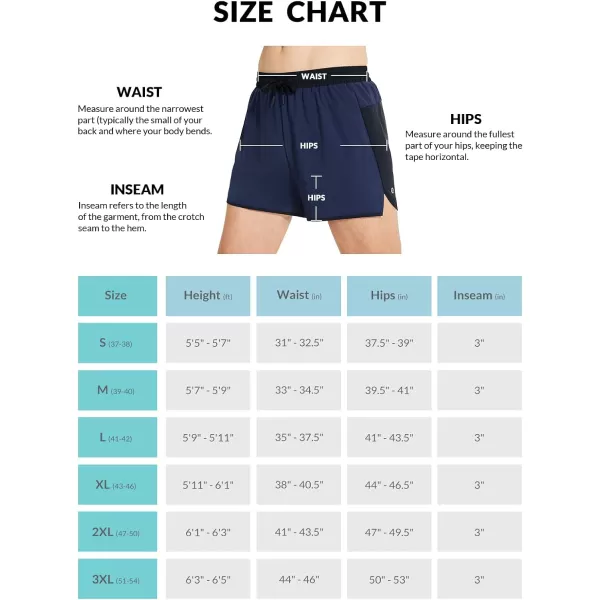 BALEAF Mens Running Shorts 3 Inch Quick Dry Athletic Gym Workout Shorts with Zipper Pocket Lightweight PackableBlackBlue