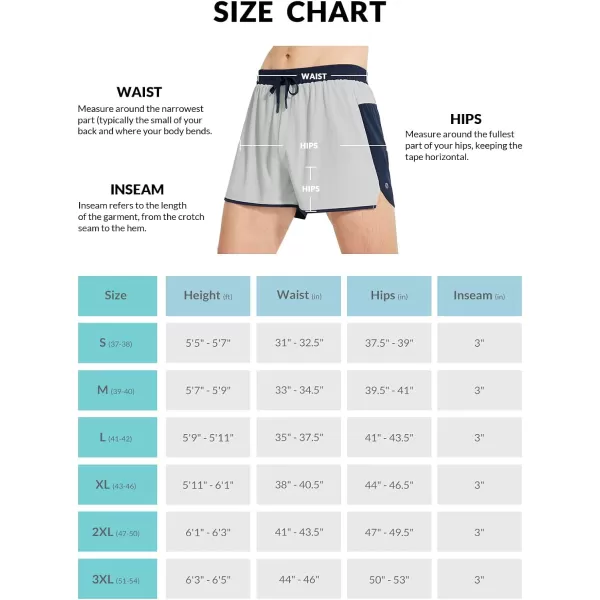 BALEAF Mens Running Shorts 3 Inch Quick Dry Athletic Gym Workout Shorts with Zipper Pocket Lightweight PackableBlueGrey