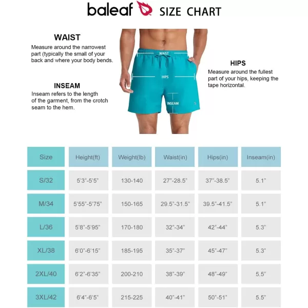 BALEAF Mens Water Reactive Swim Trunks Quick Dry Board Shorts with Pockets Mesh LinerPeacock Blue