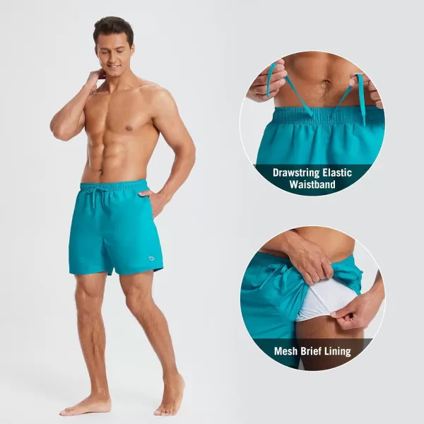 BALEAF Mens Water Reactive Swim Trunks Quick Dry Board Shorts with Pockets Mesh LinerPeacock Blue