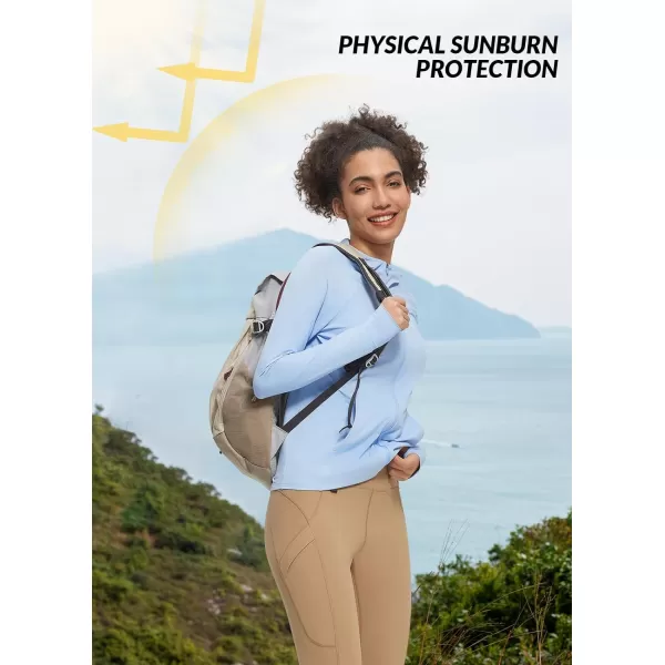 BALEAF SunDur Womens SPF Shirts Permanent UPF 50 Crop Jacket Long Sleeve Sun Protection Clothing Full Zip Quick Dry HikingBlue