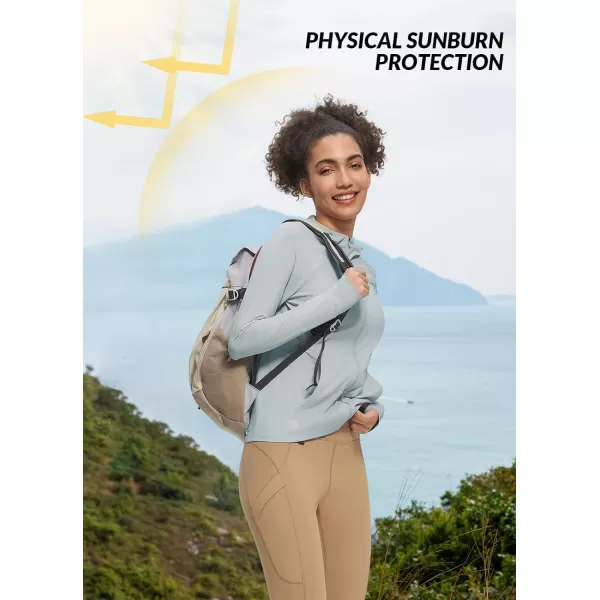 BALEAF SunDur Womens SPF Shirts Permanent UPF 50 Crop Jacket Long Sleeve Sun Protection Clothing Full Zip Quick Dry HikingGrey