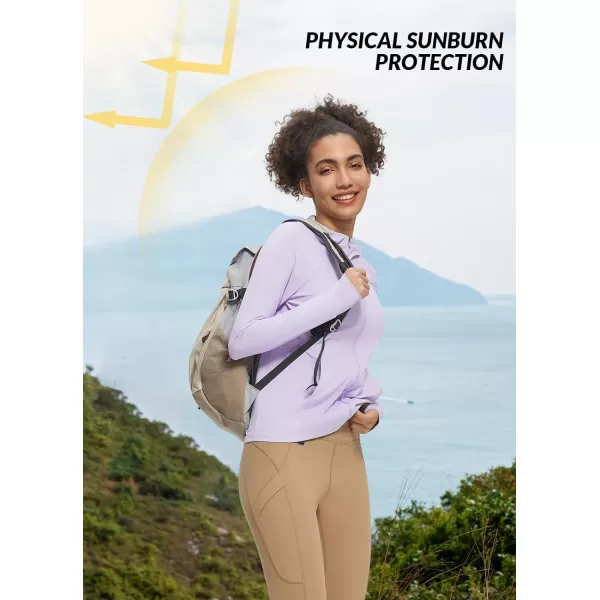 BALEAF SunDur Womens SPF Shirts Permanent UPF 50 Crop Jacket Long Sleeve Sun Protection Clothing Full Zip Quick Dry HikingPurple