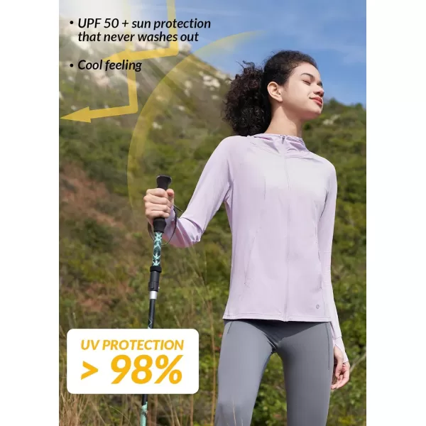 BALEAF SunDur Womens SPF Shirts Permanent UPF 50 Crop Jacket Long Sleeve Sun Protection Clothing Full Zip Quick Dry HikingPurple