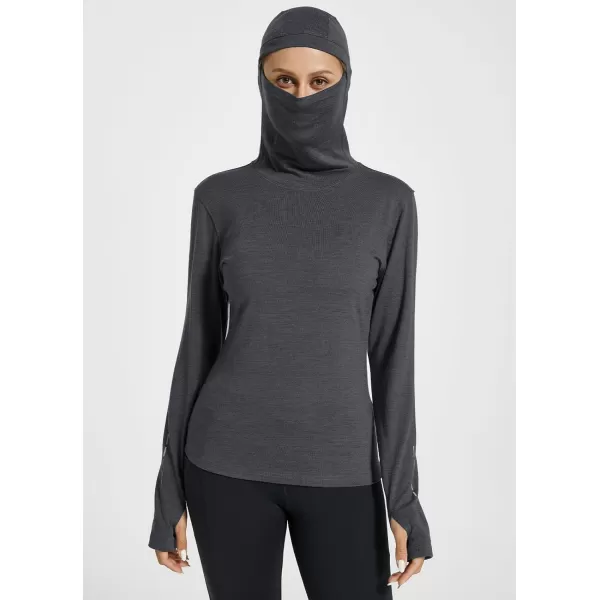 BALEAF Womens 100 Merino Wool Base Layer Thermal Underwear Insulating Undershirts w Balaclava Ski SnowboardingGrey