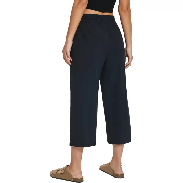 BALEAF Womens 21 30 Wide Leg Pants Capris Athletic Casual with Pockets Drawstring Quick Dry Walking Workout UPF5021 Caprisblack