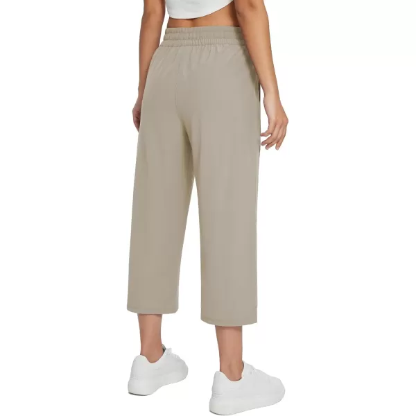 BALEAF Womens 21 30 Wide Leg Pants Capris Athletic Casual with Pockets Drawstring Quick Dry Walking Workout UPF5021 Caprisbrown