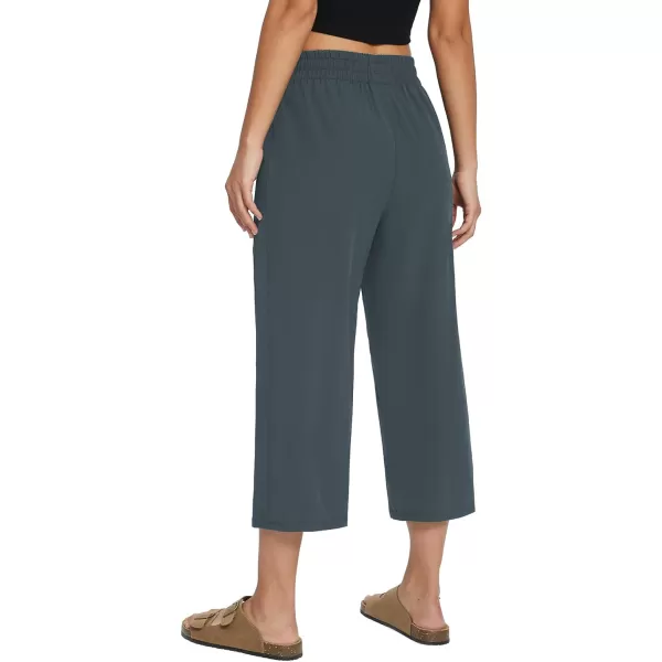 BALEAF Womens 21 30 Wide Leg Pants Capris Athletic Casual with Pockets Drawstring Quick Dry Walking Workout UPF5021 Caprisgrey