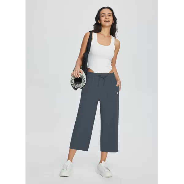 BALEAF Womens 21 30 Wide Leg Pants Capris Athletic Casual with Pockets Drawstring Quick Dry Walking Workout UPF5021 Caprisgrey