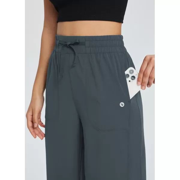 BALEAF Womens 21 30 Wide Leg Pants Capris Athletic Casual with Pockets Drawstring Quick Dry Walking Workout UPF5021 Caprisgrey