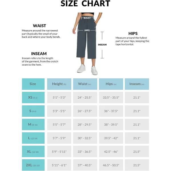 BALEAF Womens 21 30 Wide Leg Pants Capris Athletic Casual with Pockets Drawstring Quick Dry Walking Workout UPF5021 Caprisgrey