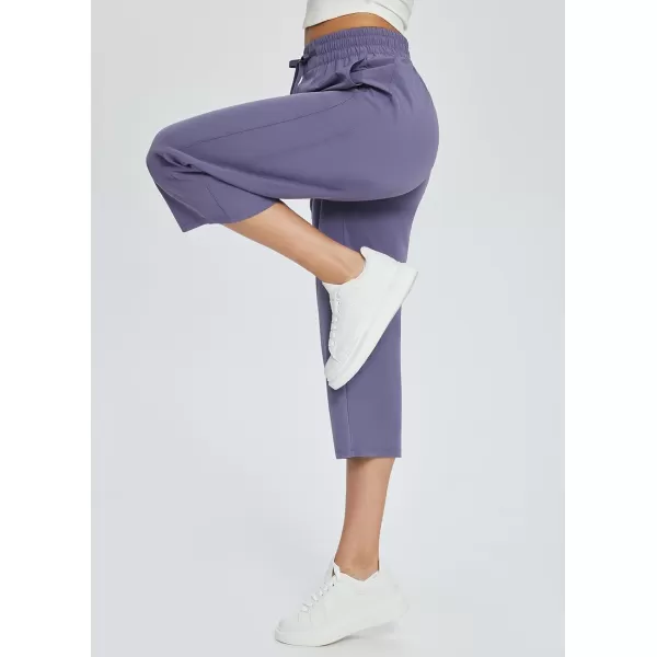 BALEAF Womens 21 30 Wide Leg Pants Capris Athletic Casual with Pockets Drawstring Quick Dry Walking Workout UPF5021 Caprispurple