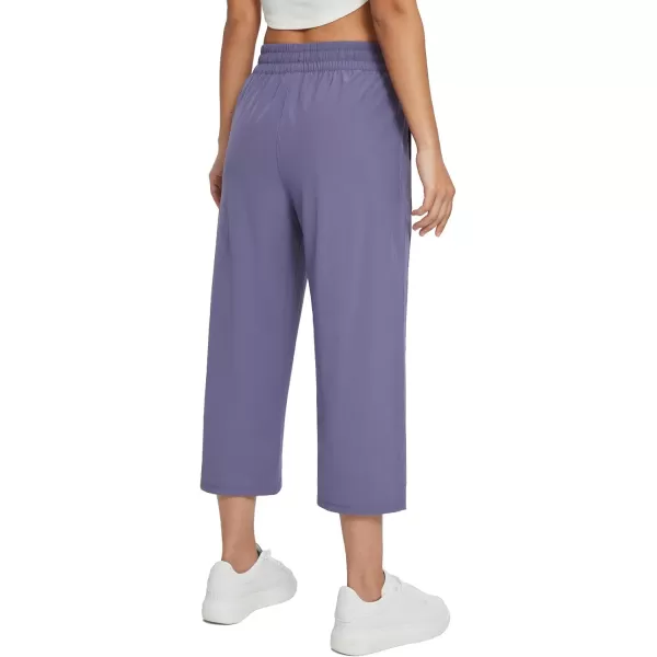 BALEAF Womens 21 30 Wide Leg Pants Capris Athletic Casual with Pockets Drawstring Quick Dry Walking Workout UPF5021 Caprispurple