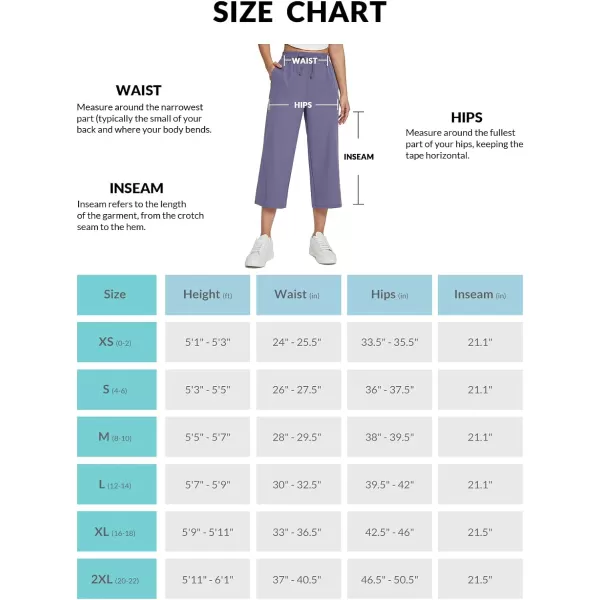 BALEAF Womens 21 30 Wide Leg Pants Capris Athletic Casual with Pockets Drawstring Quick Dry Walking Workout UPF5021 Caprispurple