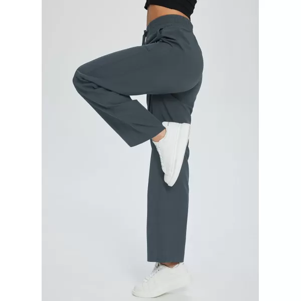 BALEAF Womens 21 30 Wide Leg Pants Capris Athletic Casual with Pockets Drawstring Quick Dry Walking Workout UPF5030 Pantsgrey