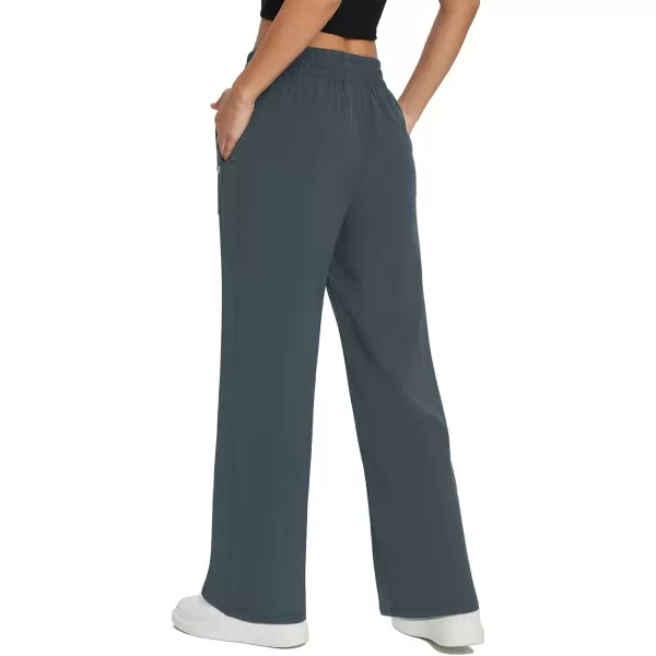 BALEAF Womens 21 30 Wide Leg Pants Capris Athletic Casual with Pockets Drawstring Quick Dry Walking Workout UPF5030 Pantsgrey