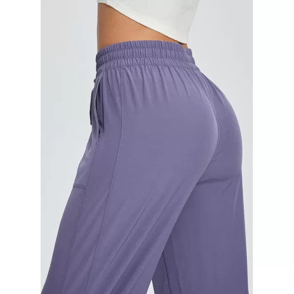 BALEAF Womens 21 30 Wide Leg Pants Capris Athletic Casual with Pockets Drawstring Quick Dry Walking Workout UPF5030 Pantspurple