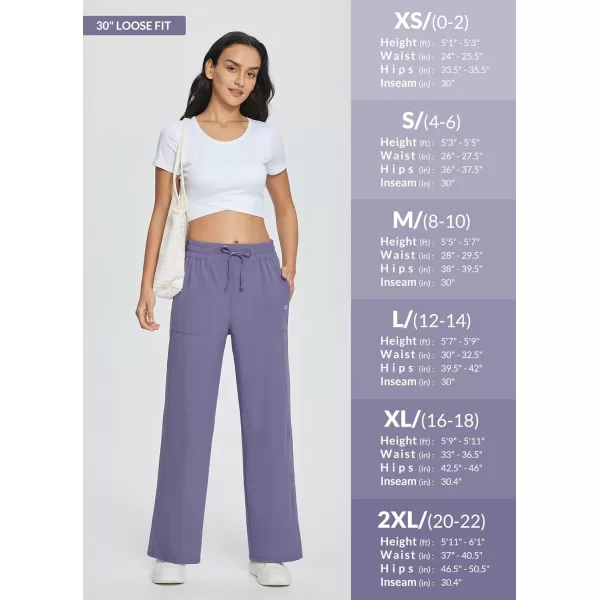 BALEAF Womens 21 30 Wide Leg Pants Capris Athletic Casual with Pockets Drawstring Quick Dry Walking Workout UPF5030 Pantspurple