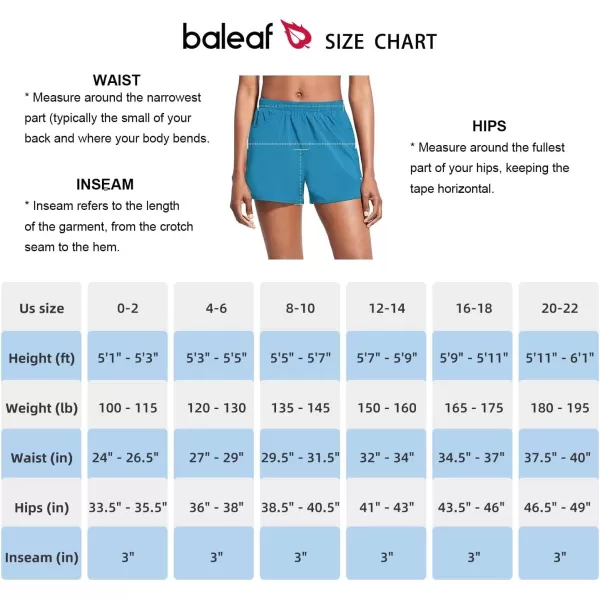 BALEAF Womens 3 Running Athletic Shorts Quick Dry Lightweight Gym Workout Shorts with PocketsLight Blue