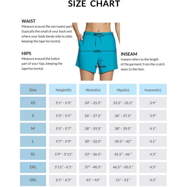 BALEAF Womens 4 Swim Shorts High Waisted Tummy Control Quick Dry UPF50 Swimsuits Bathing Suit BottomsAqua Blue