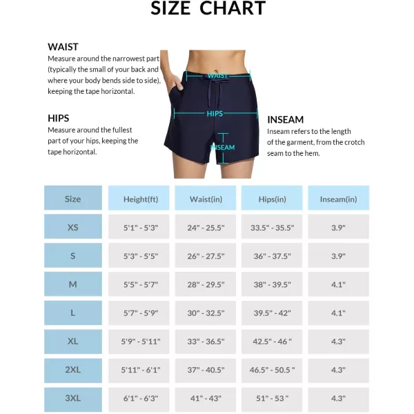 BALEAF Womens 4 Swim Shorts High Waisted Tummy Control Quick Dry UPF50 Swimsuits Bathing Suit BottomsNavy