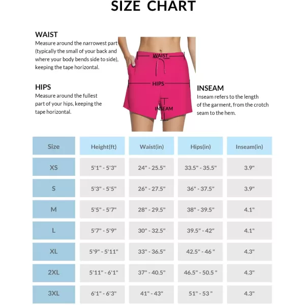 BALEAF Womens 4 Swim Shorts High Waisted Tummy Control Quick Dry UPF50 Swimsuits Bathing Suit BottomsRose Red