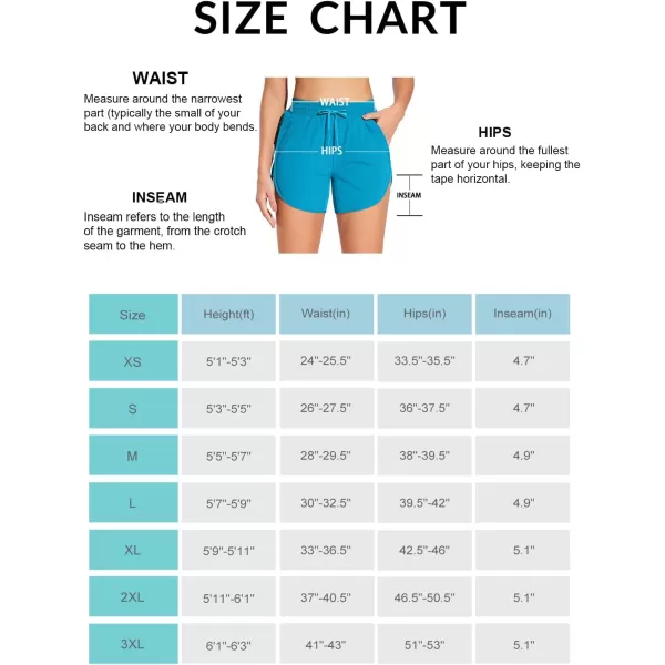 BALEAF Womens 5 Mesh Swim Shorts Modest Quick Dry Adjustable Drawstring Board Shorts with Liner Pockets UPF50Aqua Blue