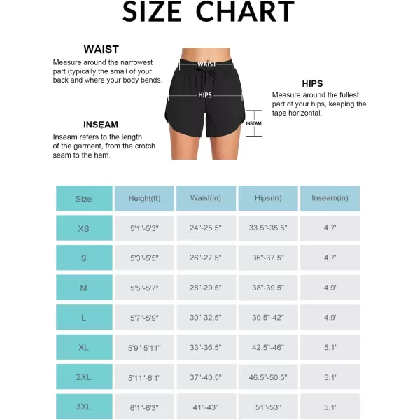 BALEAF Womens 5 Mesh Swim Shorts Modest Quick Dry Adjustable Drawstring Board Shorts with Liner Pockets UPF50Black