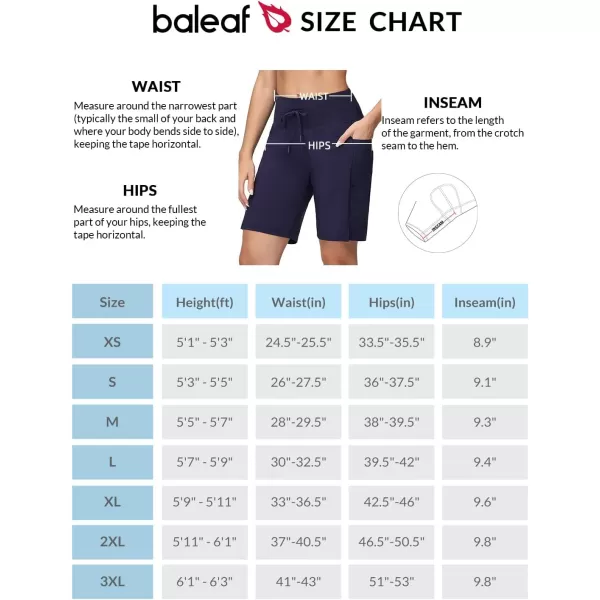 BALEAF Womens 59 High Waisted Swim Board Shorts Quick Dry Swimsuits Bottoms with DrawstringDark Blue