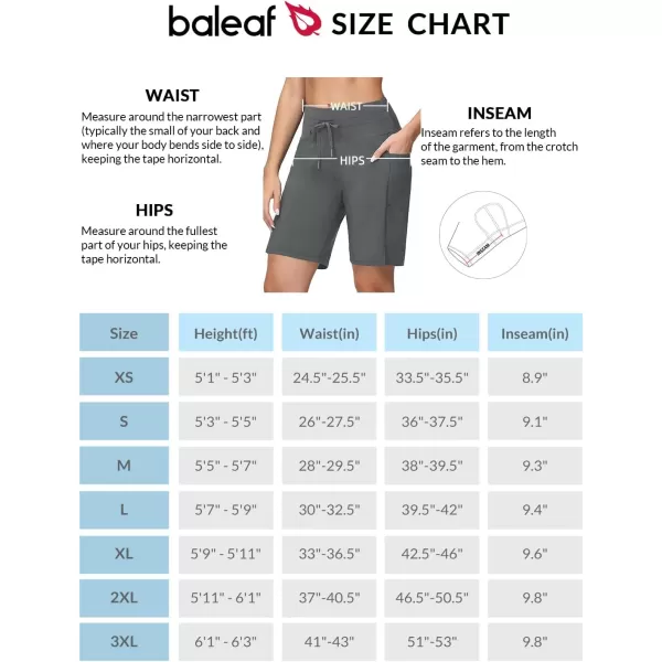 BALEAF Womens 59 High Waisted Swim Board Shorts Quick Dry Swimsuits Bottoms with DrawstringDark Grey