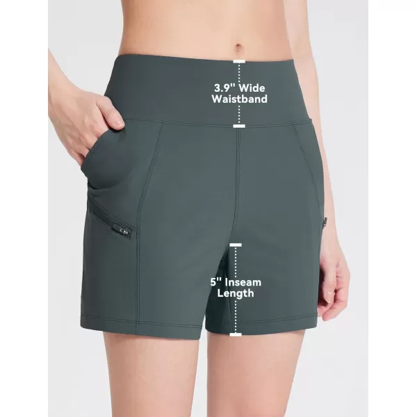 BALEAF Womens Athletic Shorts 5 Inch Running Shorts with Liner High Waist Pockets5 Inchgrey