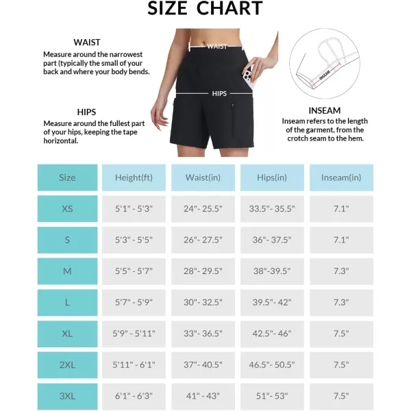 BALEAF Womens Athletic Shorts 7 Inch Long Hiking Shorts High Waist Pockets7 Inchblack