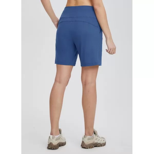 BALEAF Womens Athletic Shorts 7 Inch Long Hiking Shorts High Waist Pockets7 Inchblue