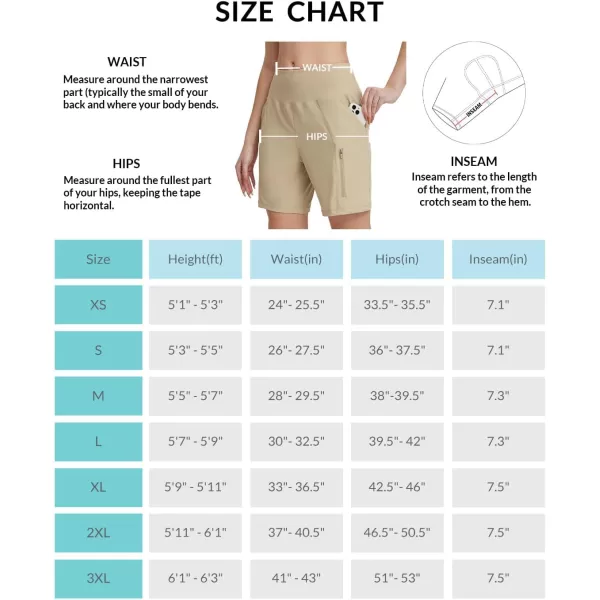 BALEAF Womens Athletic Shorts 7 Inch Long Hiking Shorts High Waist Pockets7 Inchbrown