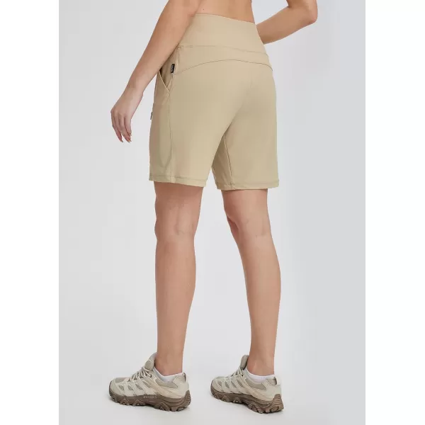 BALEAF Womens Athletic Shorts 7 Inch Long Hiking Shorts High Waist Pockets7 Inchbrown