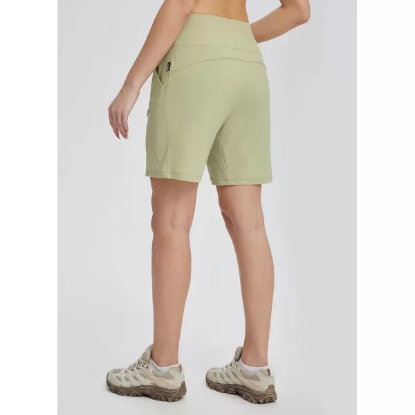 BALEAF Womens Athletic Shorts 7 Inch Long Hiking Shorts High Waist Pockets7 Inchkhaki Green