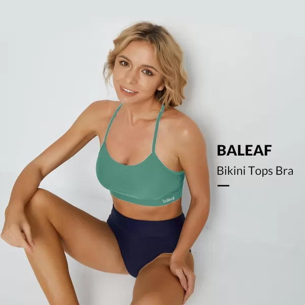 BALEAF Womens Bikini Tops Adjustable Straps Modest Push Up Swim Sports Top Built in Bra UPF 50 Removable Padded SwimsuitGreen