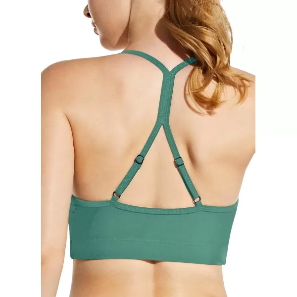 BALEAF Womens Bikini Tops Adjustable Straps Modest Push Up Swim Sports Top Built in Bra UPF 50 Removable Padded SwimsuitGreen