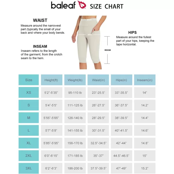 BALEAF Womens Capris with Pockets Knee Length Capri Leggings High Waisted Stretch for Casual Summer Yoga Workout ExerciseBeige