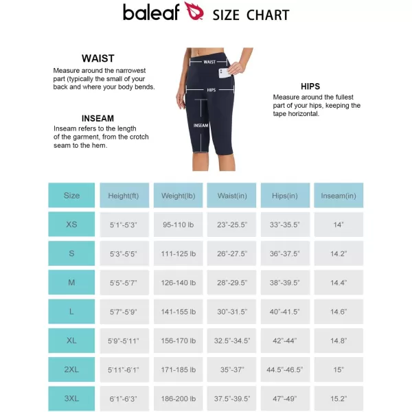 BALEAF Womens Capris with Pockets Knee Length Capri Leggings High Waisted Stretch for Casual Summer Yoga Workout ExerciseBlacknavy Blue