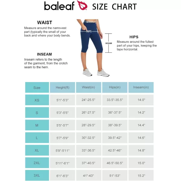 BALEAF Womens Capris with Pockets Knee Length Capri Leggings High Waisted Stretch for Casual Summer Yoga Workout ExerciseGulf Bluelycra