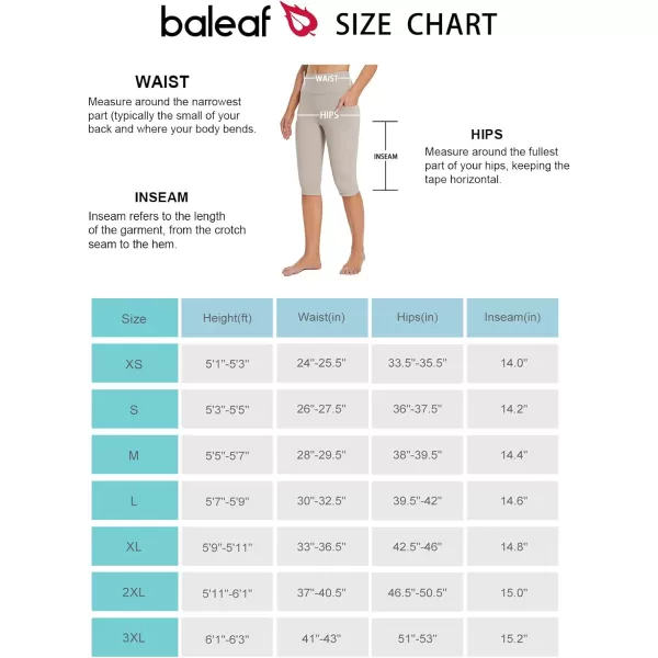 BALEAF Womens Capris with Pockets Knee Length Capri Leggings High Waisted Stretch for Casual Summer Yoga Workout ExerciseKhakilycra