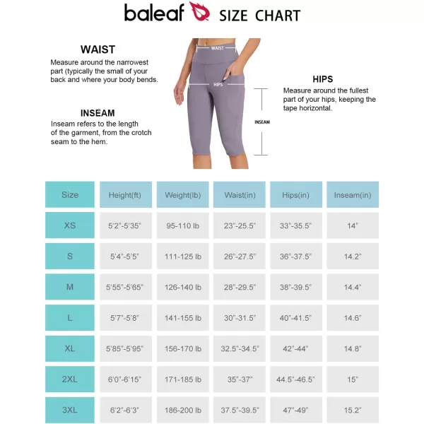 BALEAF Womens Capris with Pockets Knee Length Capri Leggings High Waisted Stretch for Casual Summer Yoga Workout ExerciseLight Purple