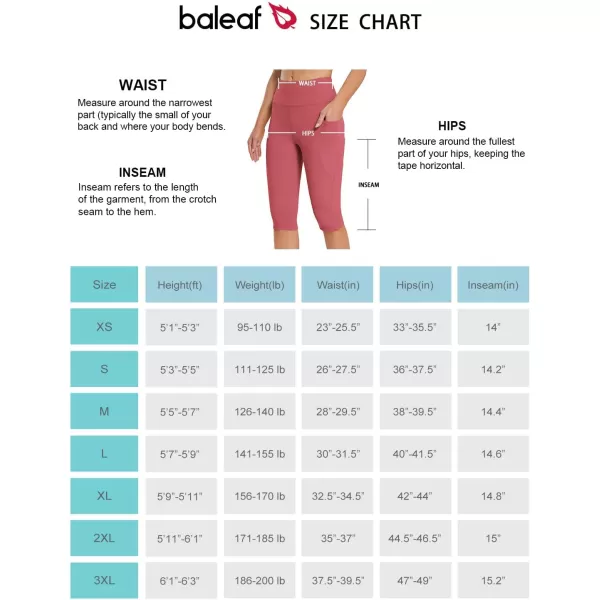 BALEAF Womens Capris with Pockets Knee Length Capri Leggings High Waisted Stretch for Casual Summer Yoga Workout ExerciseRose Wine