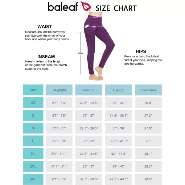 BALEAF Womens Fleece Lined Leggings Thermal Warm Winter Tights High Waisted Yoga Pants Cold Weather with PocketsPurple