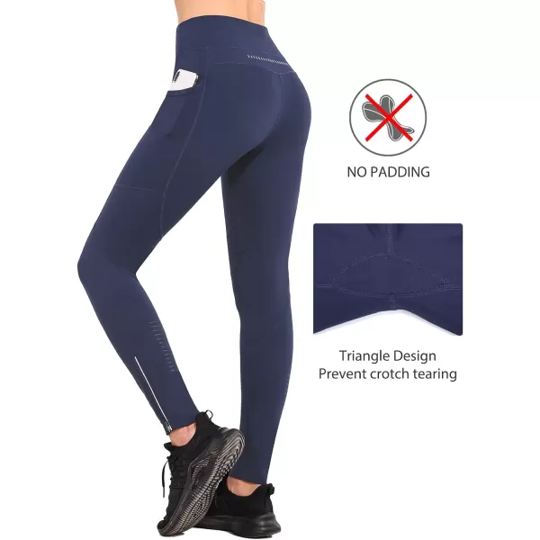 BALEAF Womens Fleece Lined Leggings Water Resistant Winter Clothes Running Tights Cold Weather Hiking Pants Zip PocketsAdark Blue