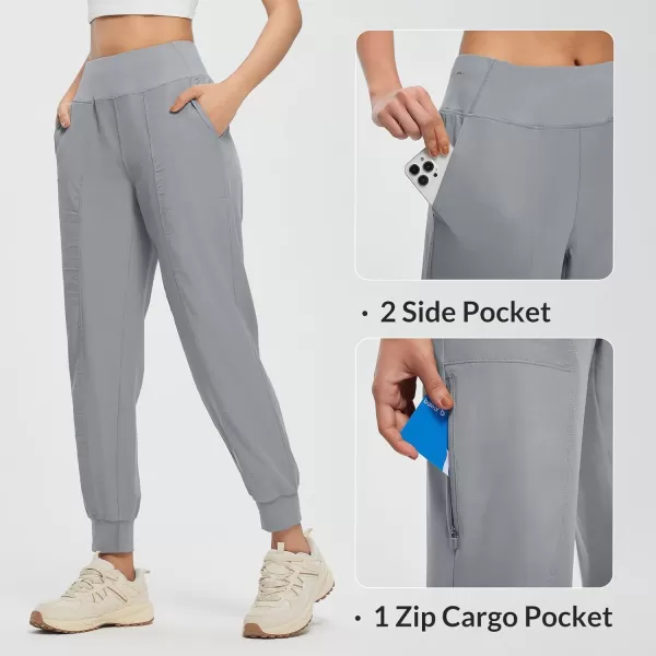 BALEAF Womens Hiking Joggers Pants Lightweight Quick Dry with Zip Pockets Outdoor Athletic Workout Running CasualFrost Gray