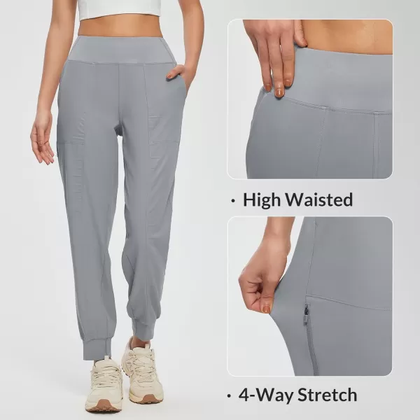 BALEAF Womens Hiking Joggers Pants Lightweight Quick Dry with Zip Pockets Outdoor Athletic Workout Running CasualFrost Gray