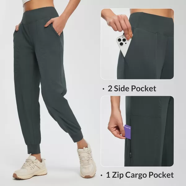 BALEAF Womens Hiking Joggers Pants Lightweight Quick Dry with Zip Pockets Outdoor Athletic Workout Running CasualGray